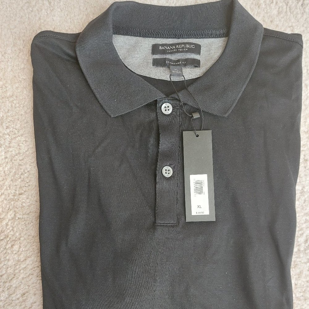 NEW Banana Republic Liquid Touch short sleeve polo Men's BLACK XL